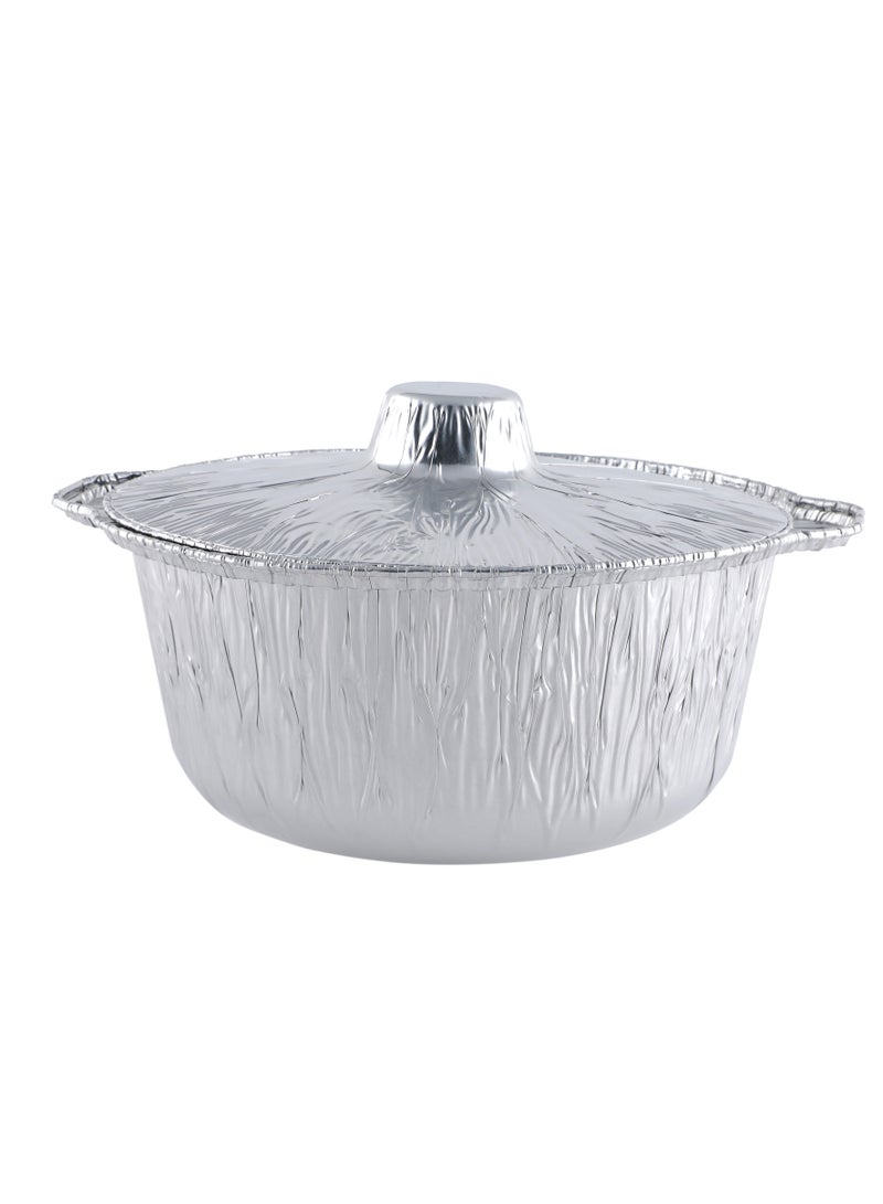 Richoos Disposable Aluminum Pot with Hood, 29 cm  10pcs– Lightweight, Food-Safe, and Perfect for Cooking, Steaming, and Serving Large Meals - Image 1