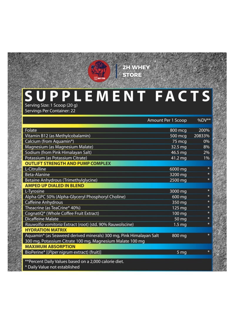 Nutrex Research Outlift Amped High Stim Pre Workout  BlueberryLemonade 22 servings 449.1g  - Image 3
