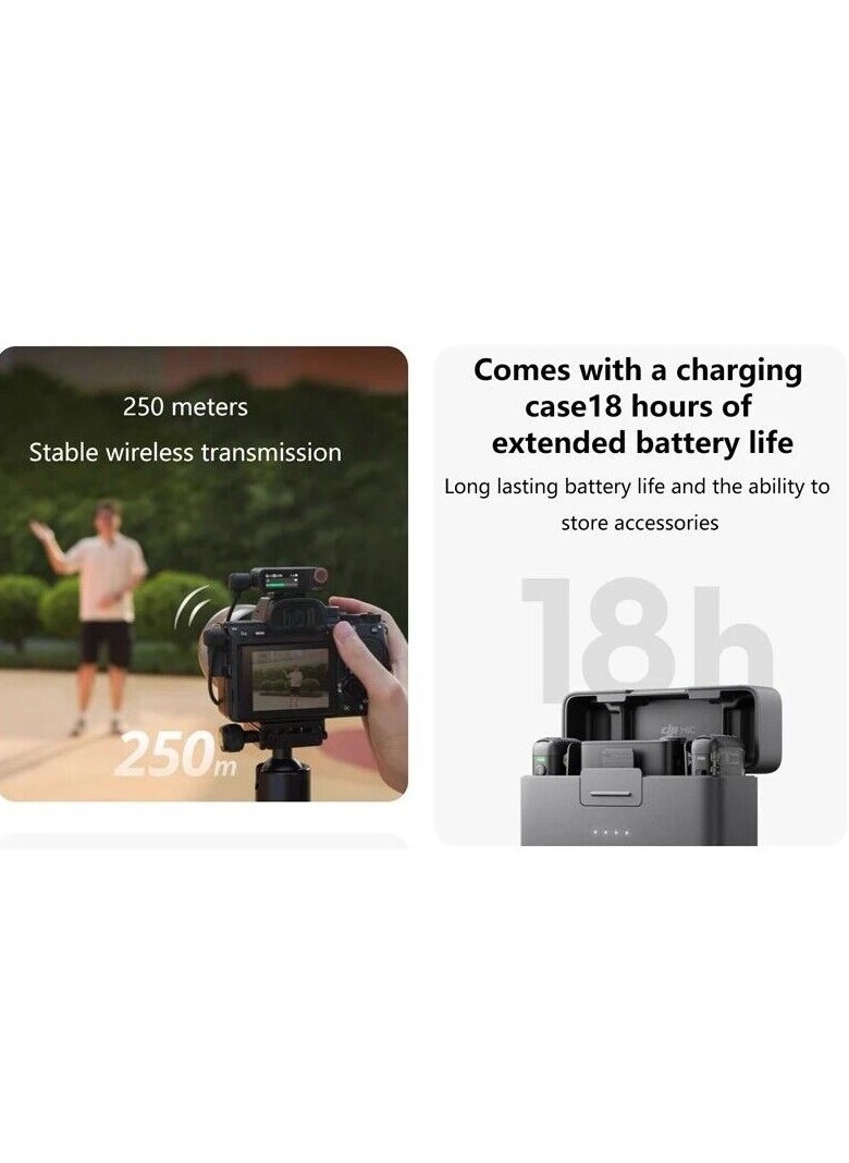 dji - DJI Mic 2 (2 TX + 1 RX + Charging Case), All-in-one Wireless Microphone, Intelligent Noise Cancelling, 32-bit Float Internal Recording, 250m (820 ft.) Range, Microphone for iPhone, Android, Camera - Image 1