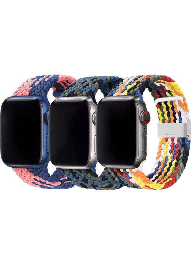 CATANES 3 Packs Replacement Band for Apple Watch Band 38mm 40mm 41mm (42mm Series 10) – Nylon Braided Elastic Band - Image 2