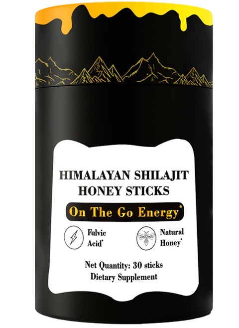 Himalayan Pure Shilajit Sticks with Organic Honey Saffron Easy to Consume Shilajit 30 Sticks for Energy Boost Immune 85+ Trace Minerals 75%+ Fulvic Acid 30 Day Supply