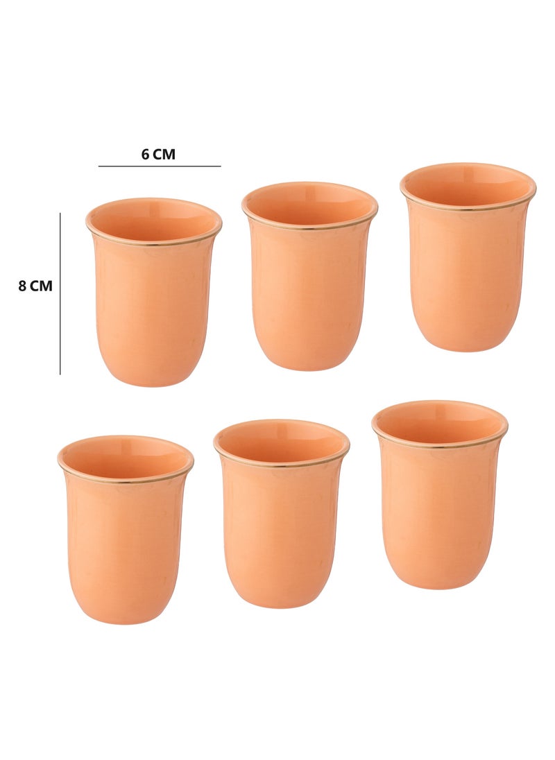 A set of 6-piece porcelain cups for tea, coffee and espresso, for multiple uses