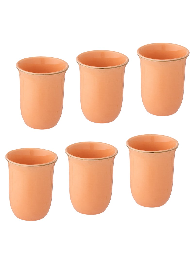 A set of 6-piece porcelain cups for tea, coffee and espresso, for multiple uses