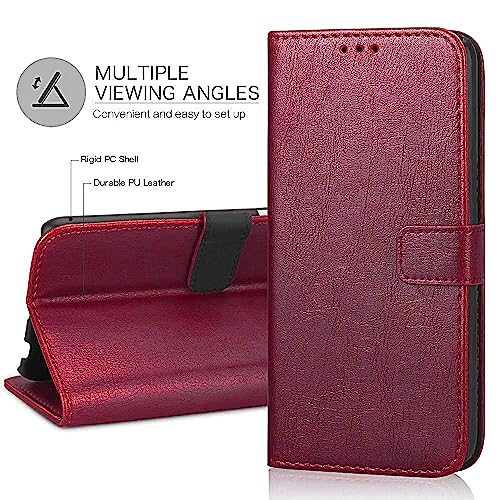 SHINESTAR Oppo K13x 5G Flip Back Cover | PU Leather Flip Cover Wallet Case with TPU Silicone Case Back Cover for Oppo K13x 5G - Blood Red - Image 4