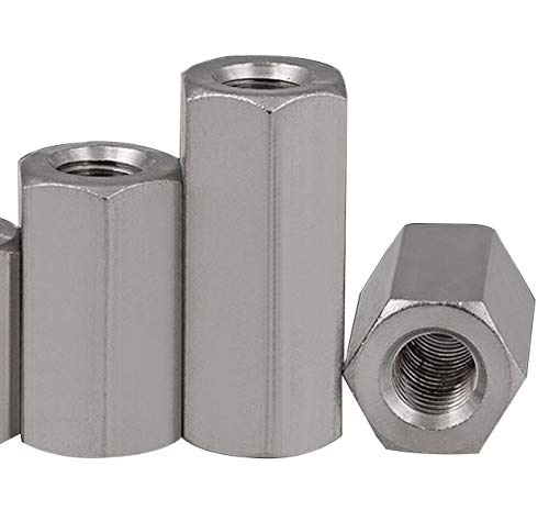 Yodaoke 5pcs M10 x 1.5 x 35mm Stainless steel Long Coupling Hex Nut Connector - Image 2
