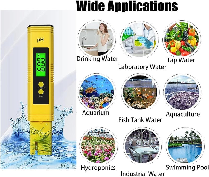 Meridian LOVEWEE Pocket‑Size Digital pH Meter – 0.01 Accuracy, 0‑14 Range, Yellow - CT - Image 1