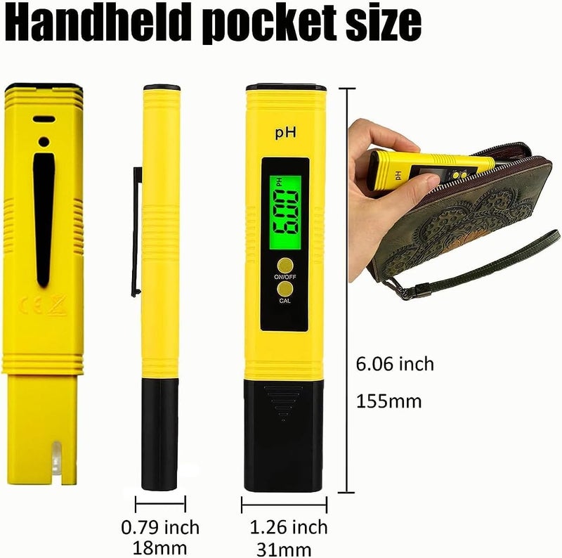 Meridian LOVEWEE Pocket‑Size Digital pH Meter – 0.01 Accuracy, 0‑14 Range, Yellow - CT - Image 3