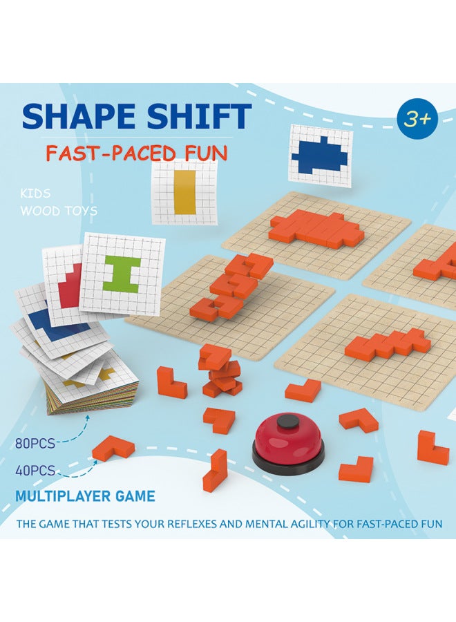 Wooden Multiplayer Battle Shape Transformation Thinking Box Concentration Training Children's Early Education Educational Toys Parent-Child-Color:Shape Transform Battle Game  - Image 2