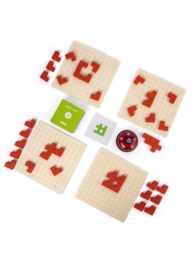 Wooden Multiplayer Battle Shape Transformation Thinking Box Concentration Training Children's Early Education Educational Toys Parent-Child-Color:Shape Transform Battle Game  - Image 4