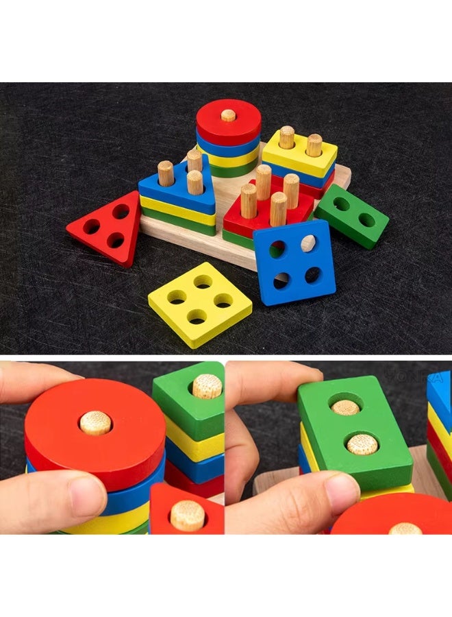 9 in 1 Montessori Wooden Toys Rattle Bell Drum Column Early Sensory Musical Instrument Set Toddler Learning Toy - Image 2