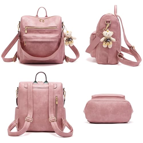 Soperwillton Women Backpack Purse Multipurpose Design Handbags Shoulder Bag PU Leather Travel bag Backpack Set 2pcs - Image 2