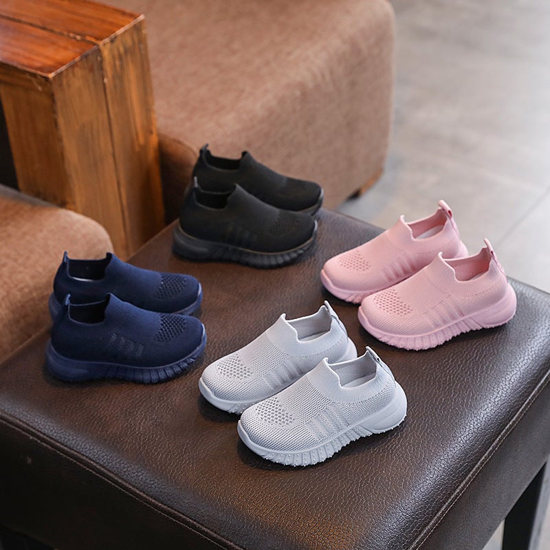 Style Light Board Shoes For Middle And Large Children, Breathable Student Shoes, Trendy Casual Shoes, Korean Style Boys And Girls Fly-Knit Shoes - Image 2
