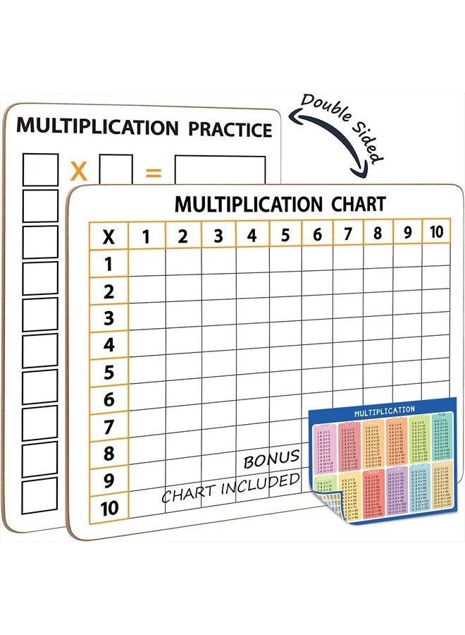 Scribbledo لوحة بيضاء قابلة للمسح الجاف لجدول الضرب 9" × 12" جدول الضرب مزدوج الجوانب أدوات الرياضيات للأطفال والطلاب في الفصل والمنزل لعبة لوحية صغيرة - Image 1