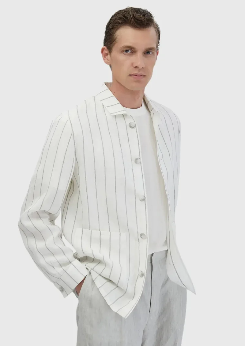 رامسي قميص وجاكيت بلون بيج فاتح