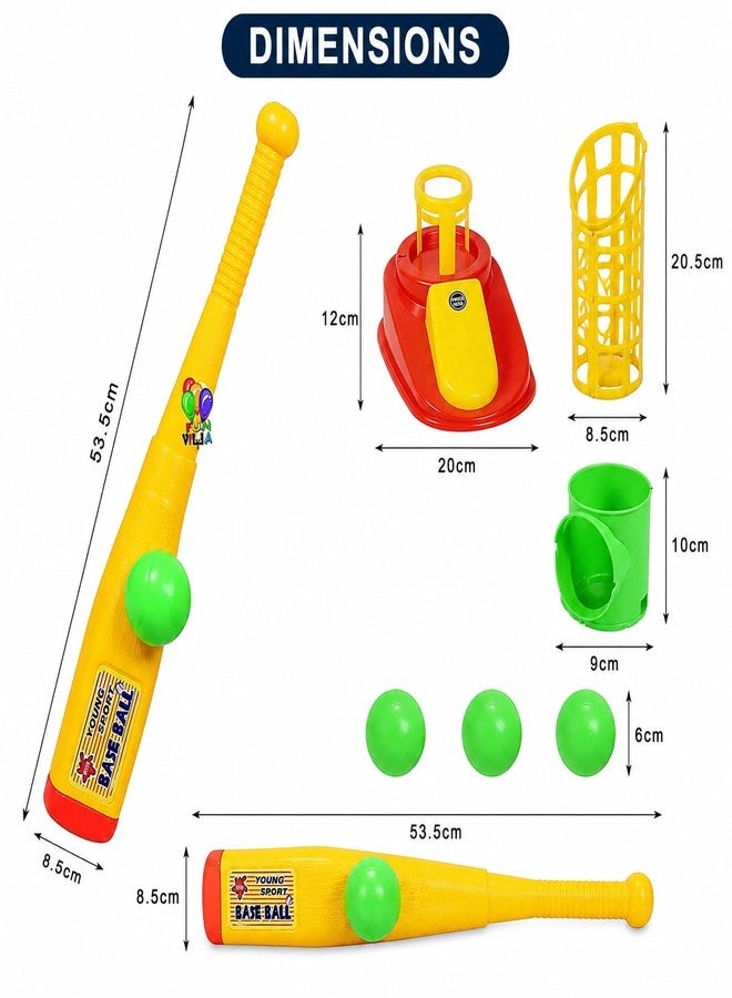 Goyal's Goyals Automatic Plastic Pitcher Power Shot Base Ball Game Unbreakable Includes 1 Bat 3 Balls for Age 3 Years & Above | Foot Pedal Launcher Training Toy - Red & Yellow - Image 4