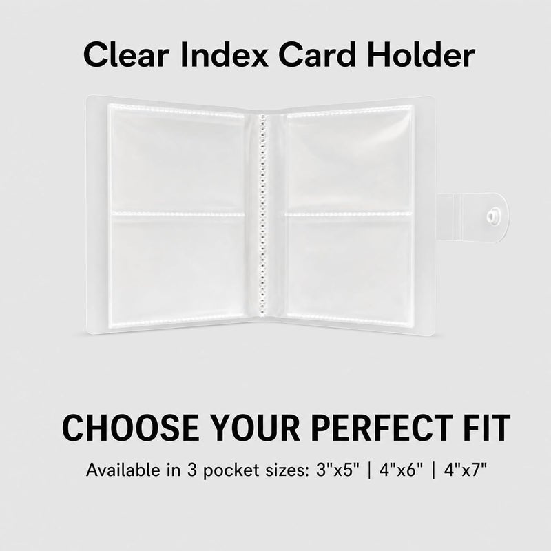 Jactales 4x6 Index Card Holder Organizer - Clear Indexcard Booklet Folder, Card Binder for Flash Card, Note Card Pretectors, 50 Sheets Plastic Sleeves, Stores up to 200 Cards - Image 5