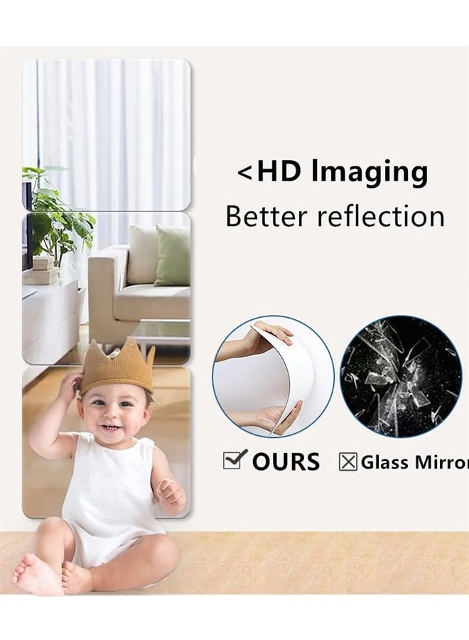 DUNISO 4 Pcs Full Length Wall Mirror Tiles，Wall-Mounted Acrylic Mirror，Removable Square Acrylic Mirror Wall Sticker，Waterproof，High-definition, Easy to Install，for Home Gym, Bedroom, Door & Bathroom，30*30cm  - Image 5