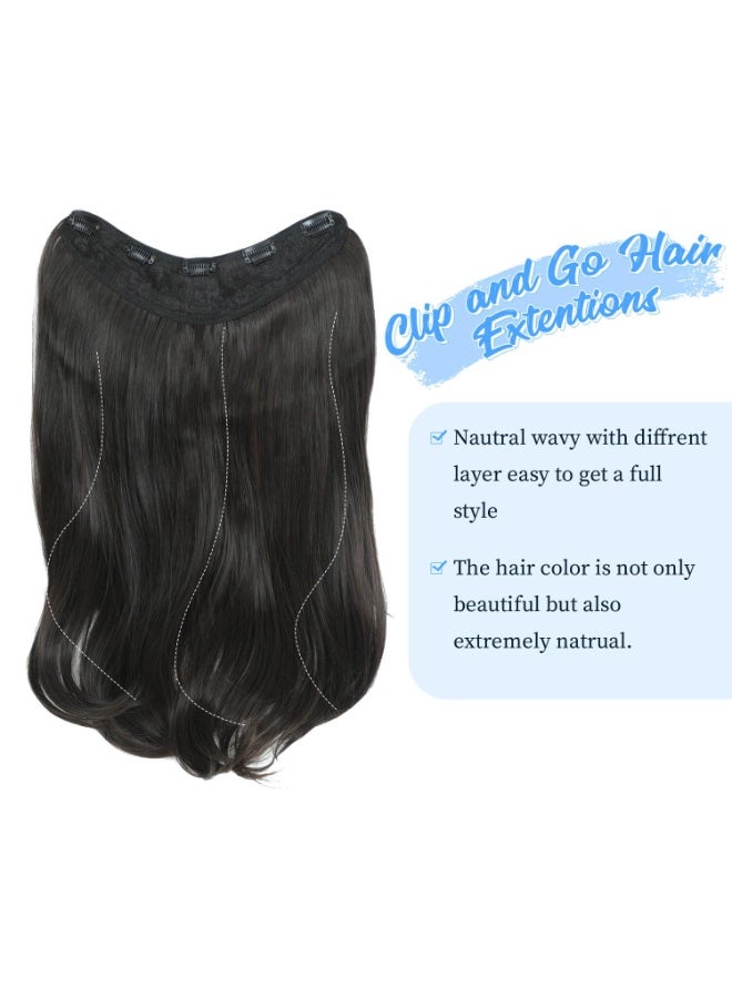 Joudi Black Hair Extensions V-Shaped 1PCS 55cm Hair Extension Clip in Body Wavy Natural Layered Thick Clip in Hair Extension Full head for women with Dense hair to increase volume Clip and go - Image 5