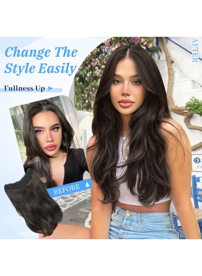 Joudi Black Hair Extensions V-Shaped 1PCS 55cm Hair Extension Clip in Body Wavy Natural Layered Thick Clip in Hair Extension Full head for women with Dense hair to increase volume Clip and go - Image 4
