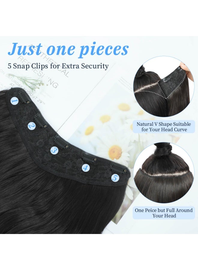 Joudi Black Hair Extensions V-Shaped 1PCS 55cm Hair Extension Clip in Body Wavy Natural Layered Thick Clip in Hair Extension Full head for women with Dense hair to increase volume Clip and go - Image 2