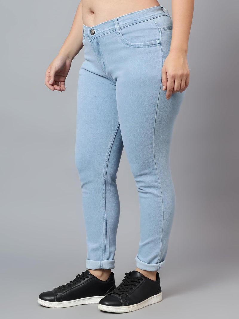 Nifty Women's Denim Stretchable Mid Rise Plus Size Jeans (NFTYPLS_PLN_ICE_36_Sky Blue_36) - Image 2