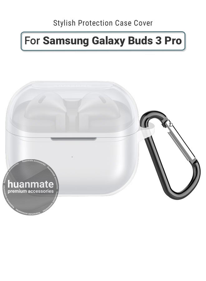 huanmate Samsung Galaxy Buds 3 Pro Silicone Case Cover - Transparent White - Made with Soft Silicone, Lightweight & Durable - Stylish Design, Accurate Cut-outs, Easy Installation & Removal  - Image 1