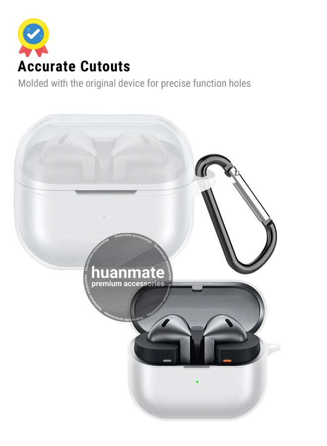 huanmate Samsung Galaxy Buds 3 Pro Silicone Case Cover - Transparent White - Made with Soft Silicone, Lightweight & Durable - Stylish Design, Accurate Cut-outs, Easy Installation & Removal  - Image 5
