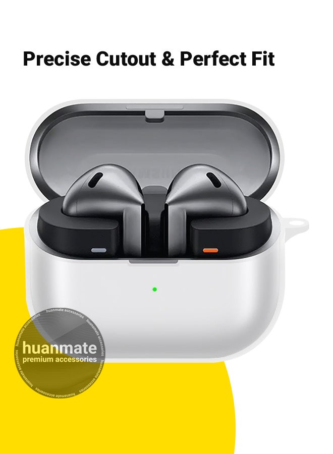 huanmate Samsung Galaxy Buds 3 Pro Silicone Case Cover - Transparent White - Made with Soft Silicone, Lightweight & Durable - Stylish Design, Accurate Cut-outs, Easy Installation & Removal  - Image 2