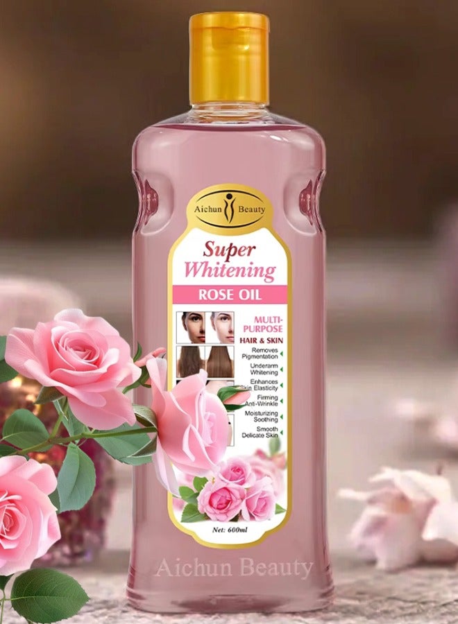 Aichun beauty 600ML Super Whitening Rose Multi Purpose Hair and Skin Rose Underarm Thigh Body Skin Whitening Remove Pigmentation Firming Moisturizing Smooth Skincare Essential Oil For Women and Men - Image 1
