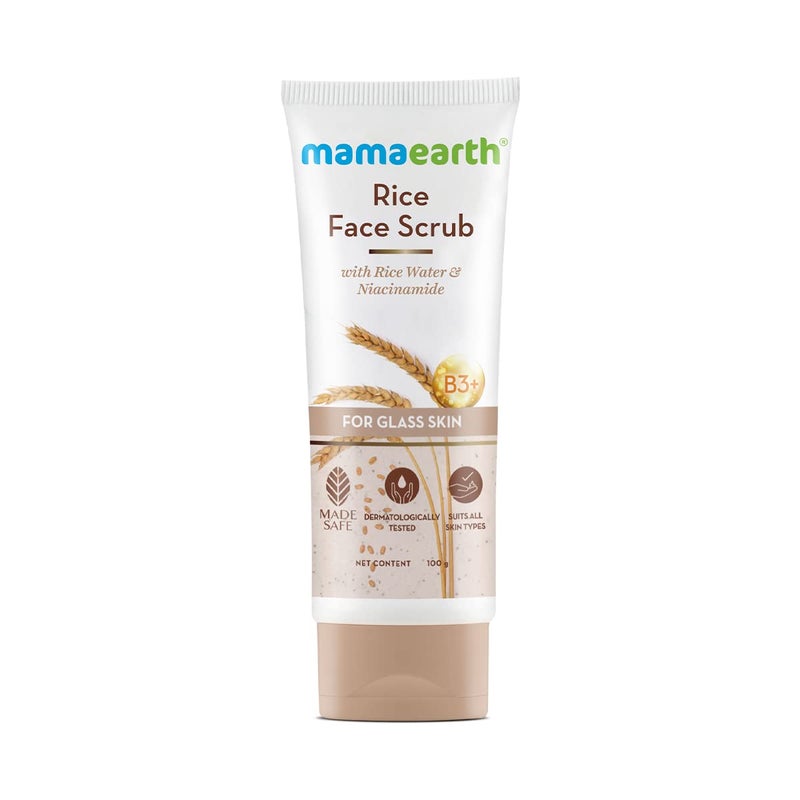 Mamaearth Mamaearth Rice & Niacinamide Face Scrub | Gently Exfoliates & Enhances Skin Tone | Unclogs & Shrinks Open Pores | Unisex Cleanser for All Skin Types | 3.53 Oz/100g 