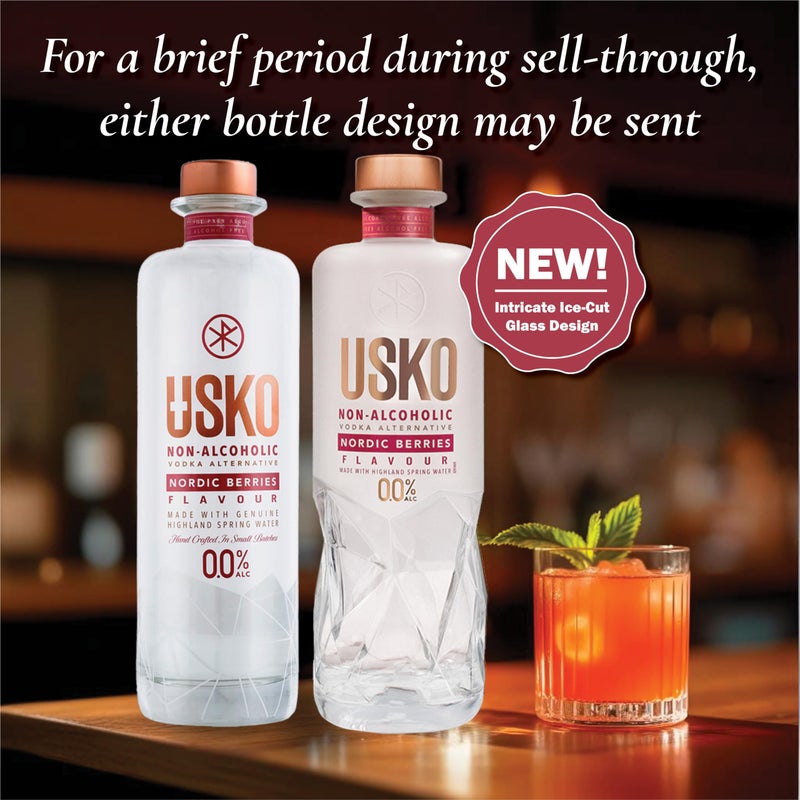 فودكا غير كحولية من توت الشمال USKO، 0.0% ABV مشروبات غير كحولية مع حلاوة طبيعية ونهاية حامضة - حلال، منخفضة السكر، نباتية وخالية من الغلوتين، جزء من مجموعة مشروبات الفضيلة (700 مل) - Image 2