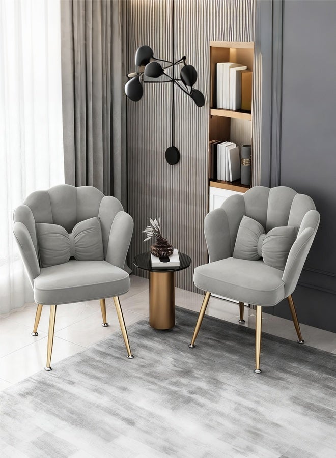TELANPU Vanity Chair, Makeup Chairs, Dressing Chair with Metal Legs and Foot Pad, Aesthetic Chair with Backrest and Cushions, Modern Accent Chair for Bedroom, Living Room, Office - Image 2