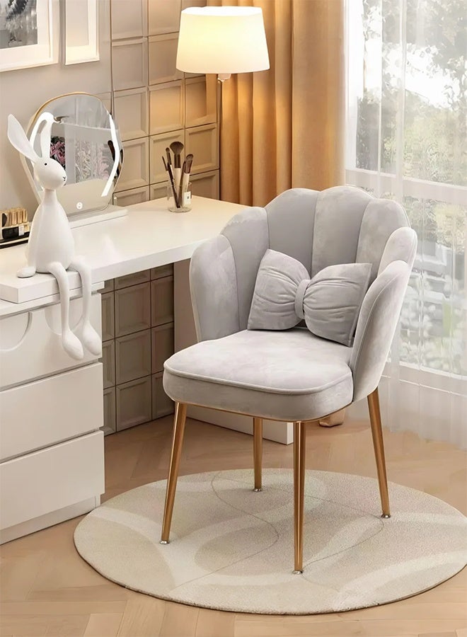 TELANPU Vanity Chair, Makeup Chairs, Dressing Chair with Metal Legs and Foot Pad, Aesthetic Chair with Backrest and Cushions, Modern Accent Chair for Bedroom, Living Room, Office - Image 1