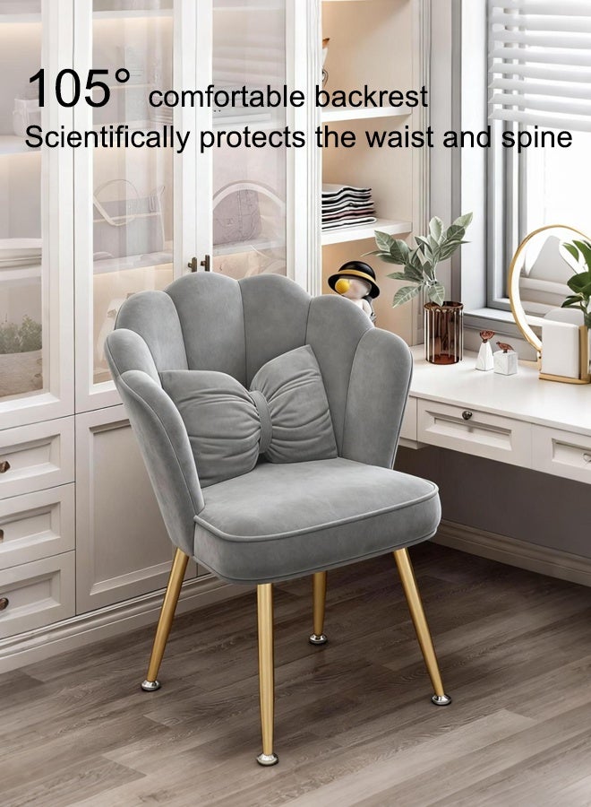 TELANPU Vanity Chair, Makeup Chairs, Dressing Chair with Metal Legs and Foot Pad, Aesthetic Chair with Backrest and Cushions, Modern Accent Chair for Bedroom, Living Room, Office - Image 5