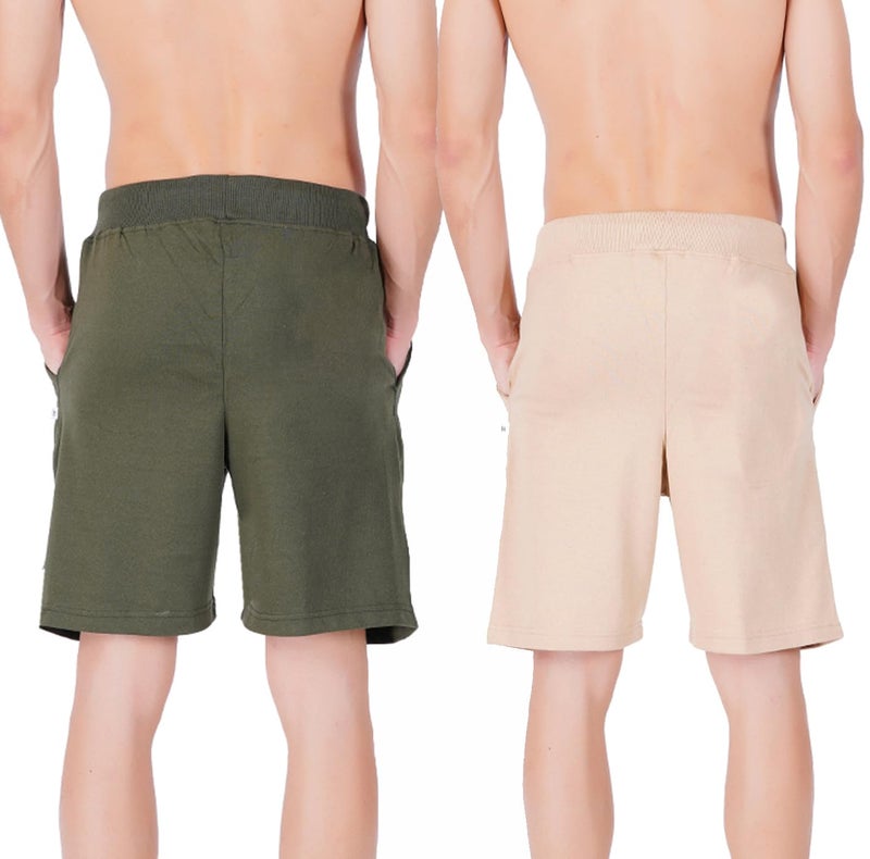 hotfits Men’s Printed Cotton Shorts – Pack of 2 | Comfortable Casual Shorts for Gym, Workout, Running & Lounge | Elastic Waist, Deep Pockets, Breathable Summer Wear - Image 4
