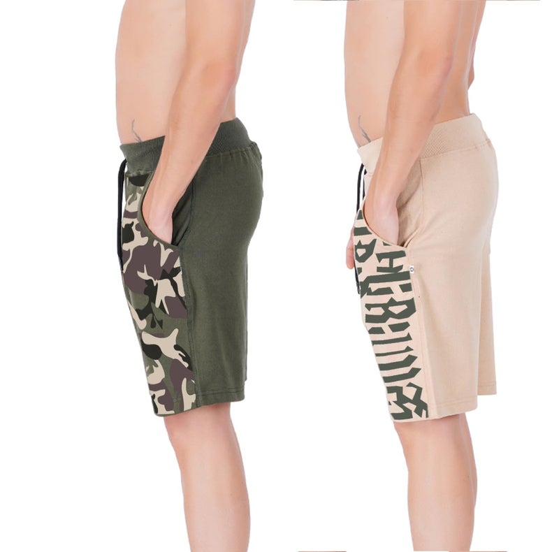 hotfits Men’s Printed Cotton Shorts – Pack of 2 | Comfortable Casual Shorts for Gym, Workout, Running & Lounge | Elastic Waist, Deep Pockets, Breathable Summer Wear - Image 3