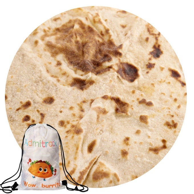 TORTILLA ENVELOP BURRITOS ROUND FUNNY REALISTIC FOOD THROW BLANKET FOR ADULTSKIDS DOUBLE SIDED