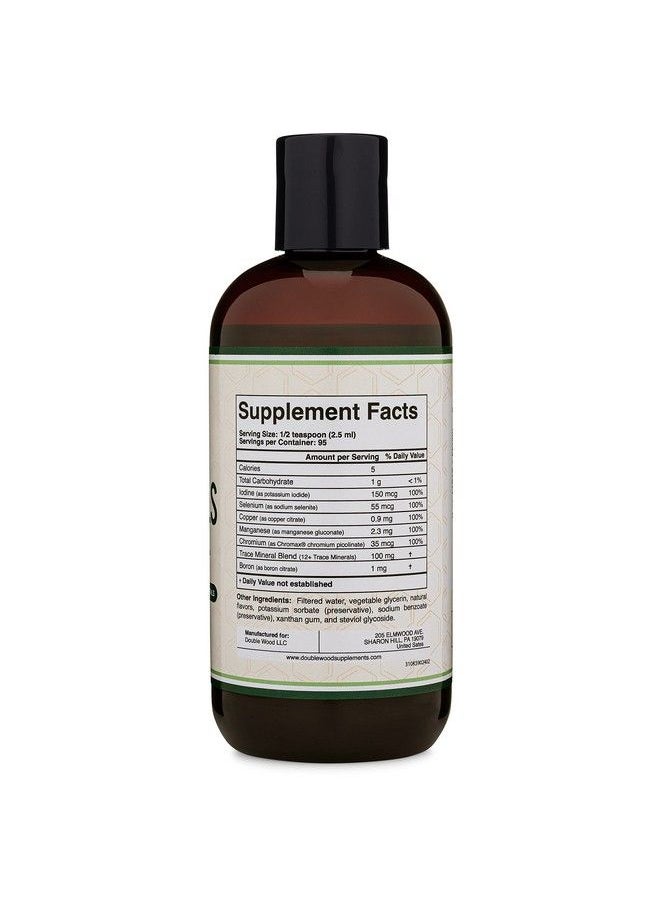 Double Wood Supplements - Trace Minerals Liquid Trace Mineral Drops Over 17+ Trace Minerals And 100% Daily Value Of 5 Trace Minerals: Iodine Selenium Copper Manganese Chromium For Add To Drinking Water By Double Wood - Image 1
