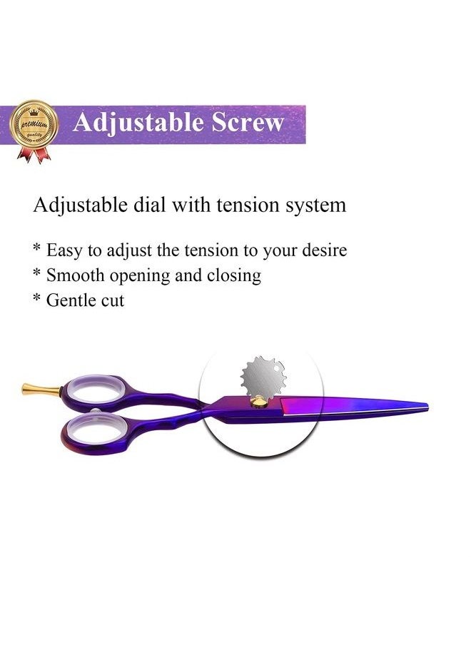Purple Dragon - 5.5 inch Purple Hair Cutting Scissors Set with Razor, Leather Scissors Case, Barber Hair Cutting Shears Hair Thinning/Texturizing Shears for Professional Hairdresser or Home Use (Purple) - Image 1