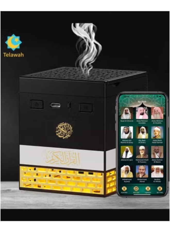 JAJEEK SQ-718 Quran Speaker with Bakhoor Burner – 8GB Bluetooth Islamic Speaker with 18 Reciters, 15 Translations, Remote & App Control, Multi-Color LED Light Options, MP3 Playback – Kaaba-Inspired Design – Ideal for Prayer Rooms, Gifting & Home Décor  - Image 3