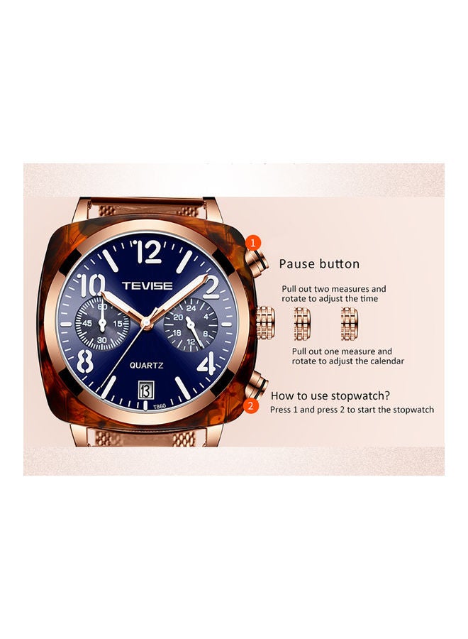 تيفيز ساعة يد بعقارب مقاومة للماء طراز T860 للرجال - Image 4