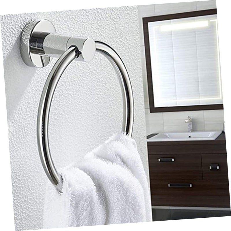 POPETPOP 304 Stainless Steel Towel Ring Set Rustproof Wall-Mounted Bathroom Towel Holder 3-Piece Storage Rack for Home and Bathroom Organization - Image 4