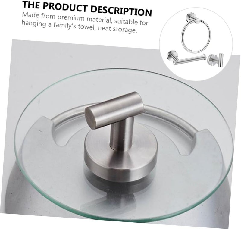 POPETPOP 304 Stainless Steel Towel Ring Set Rustproof Wall-Mounted Bathroom Towel Holder 3-Piece Storage Rack for Home and Bathroom Organization - Image 2