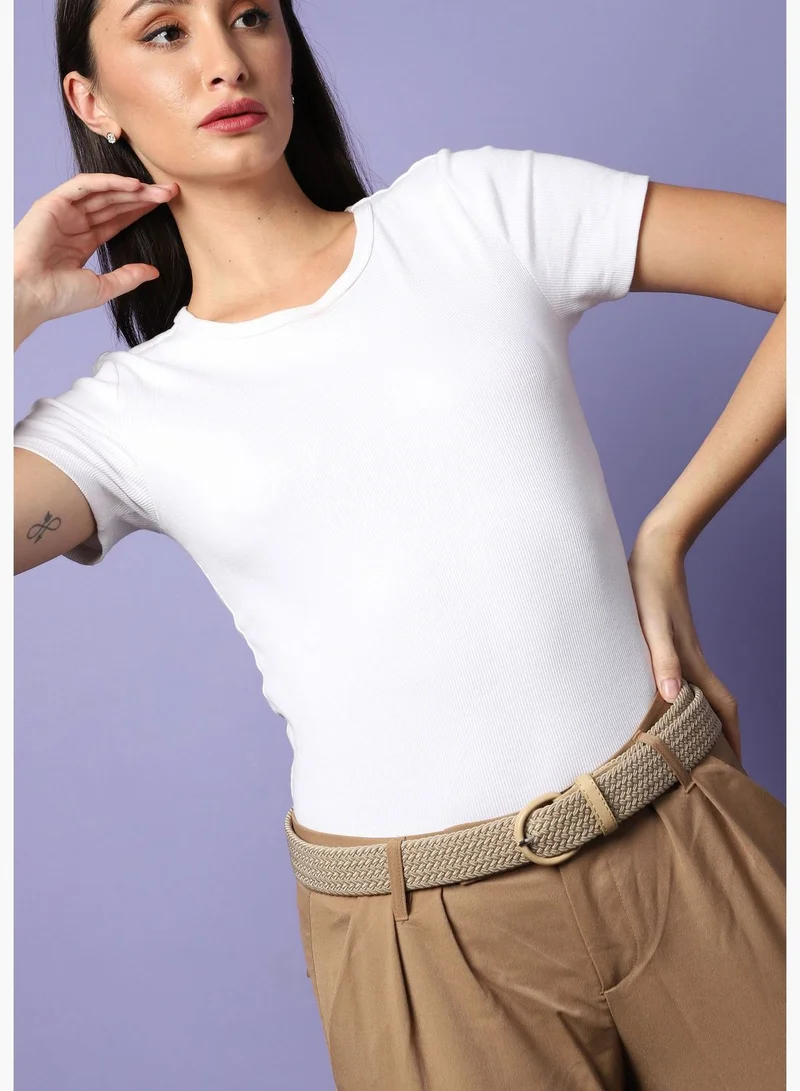 Haute Sauce Casual Textured Fabric Waist Belt For Women