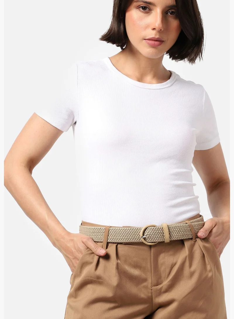 Haute Sauce Casual Textured Fabric Waist Belt For Women