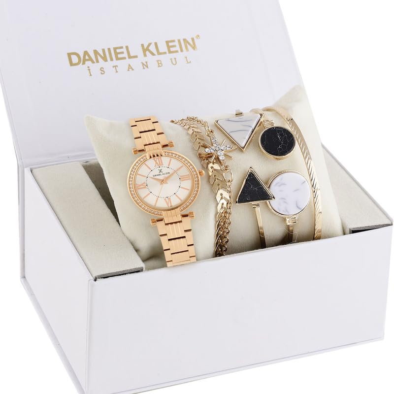 Daniel Klein Stainless Steel Rose Gold Dial Gift Set Analog Watch with Bracelet for Women (Pack of 6) - DKg004-1 - Image 3