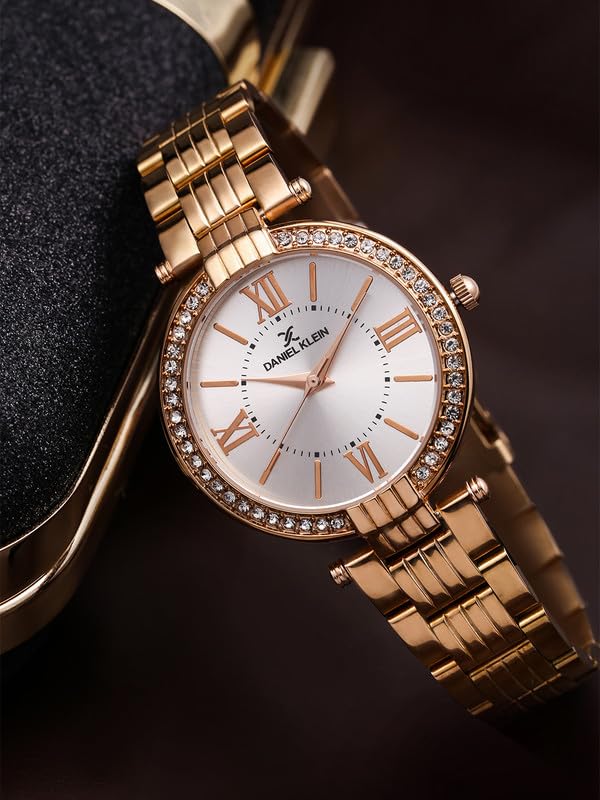 Daniel Klein Stainless Steel Rose Gold Dial Gift Set Analog Watch with Bracelet for Women (Pack of 6) - DKg004-1 - Image 4