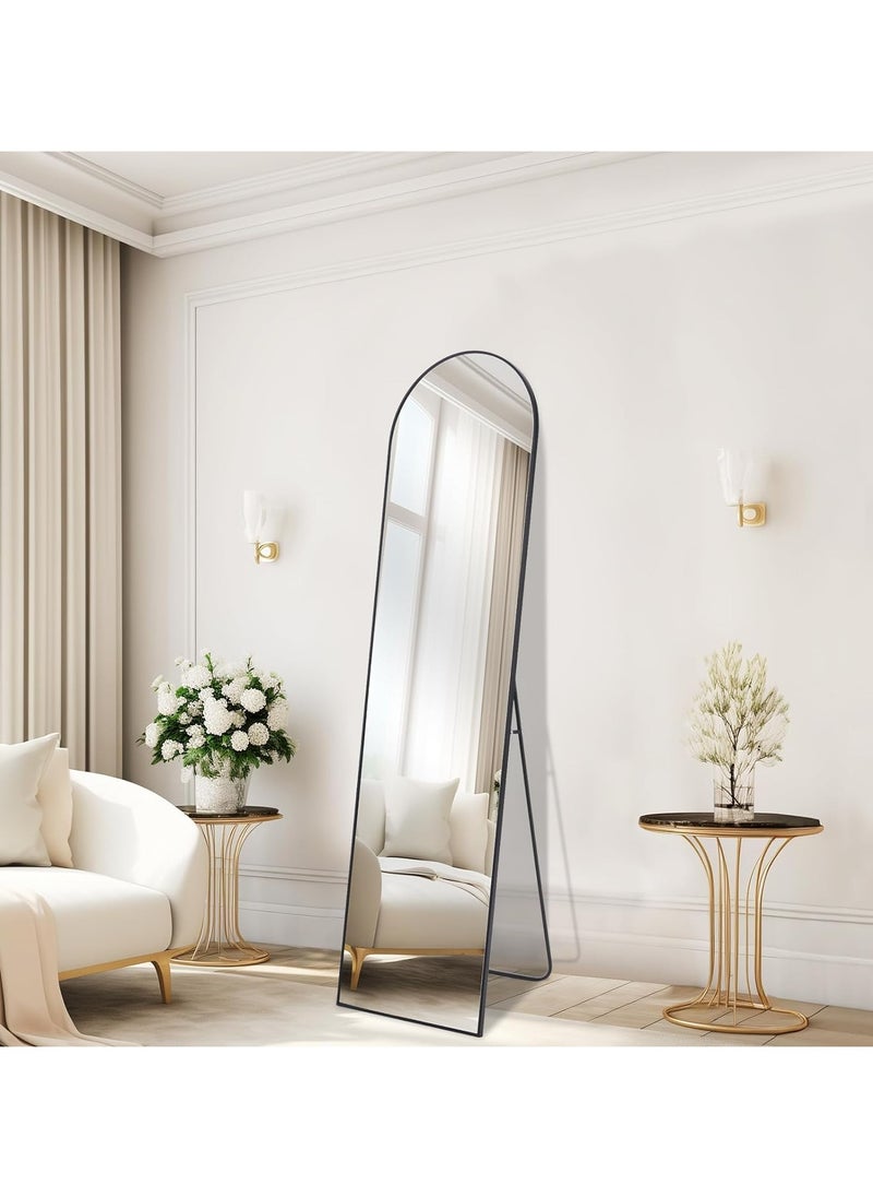 Vparty - Full-Length Mirror 40x150cm Black – Standing or Wall-Mounted Full Body Mirror with Leaning Option, Aluminum Alloy Frame, Stable Bracket, Support Hinge, 2 Wall Hooks, HD Clarity, Explosion-Proof Glass – Chic & Durable Decor for Bedroom, Living Room, Hallway, Dressing Room - Image 1