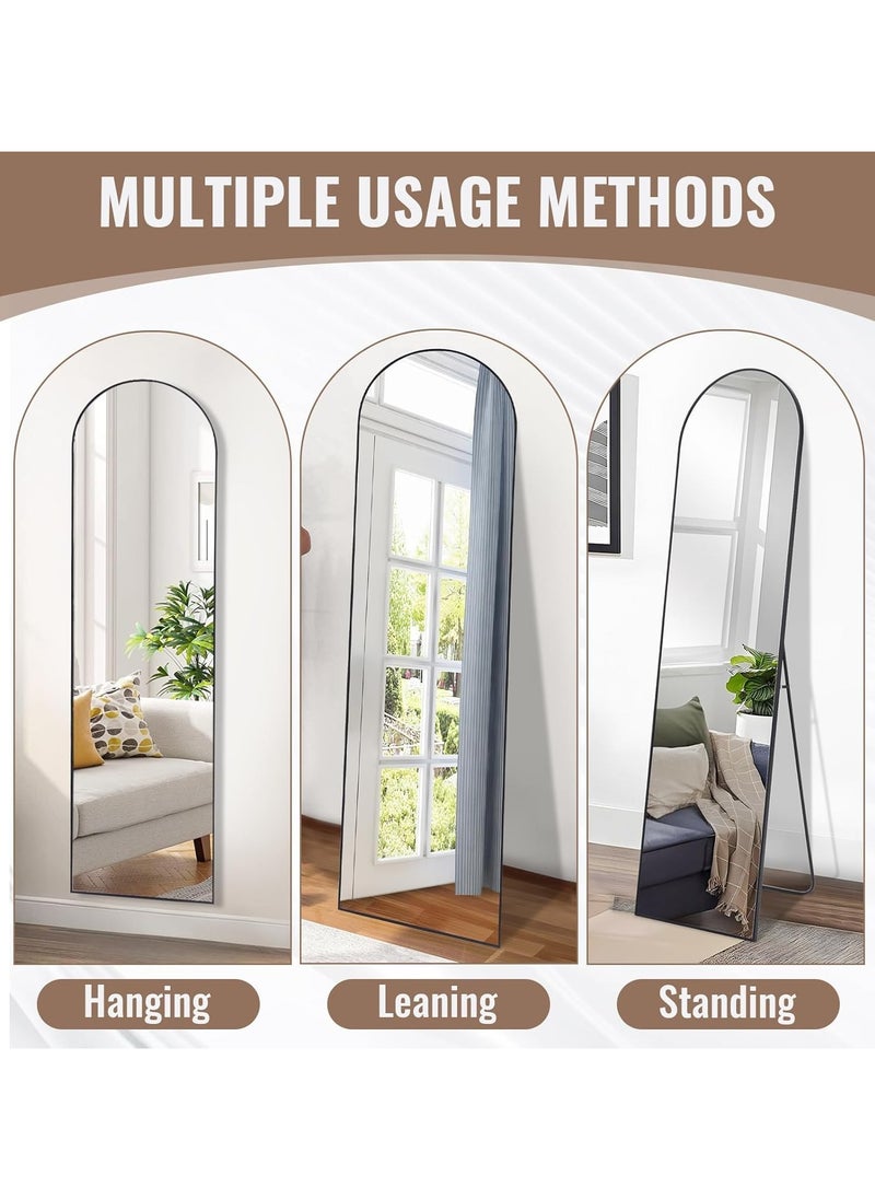 Vparty - Full-Length Mirror 40x150cm Black – Standing or Wall-Mounted Full Body Mirror with Leaning Option, Aluminum Alloy Frame, Stable Bracket, Support Hinge, 2 Wall Hooks, HD Clarity, Explosion-Proof Glass – Chic & Durable Decor for Bedroom, Living Room, Hallway, Dressing Room - Image 1