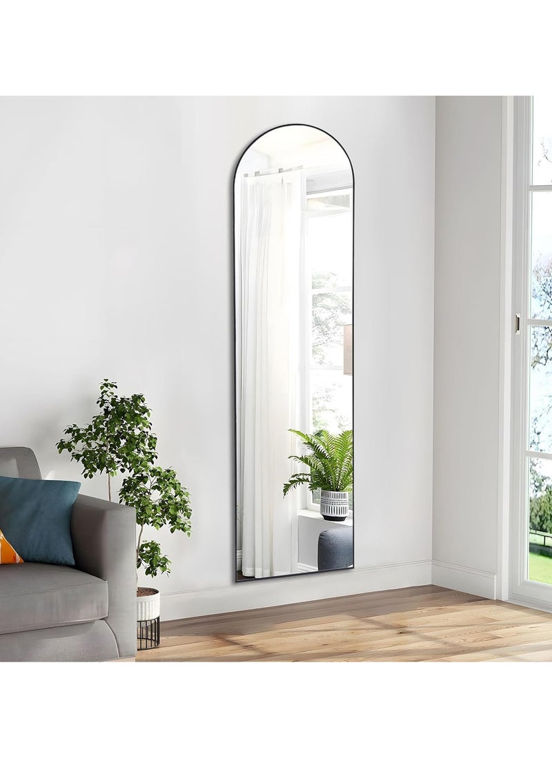 Vparty - Full-Length Mirror 40x150cm Black – Standing or Wall-Mounted Full Body Mirror with Leaning Option, Aluminum Alloy Frame, Stable Bracket, Support Hinge, 2 Wall Hooks, HD Clarity, Explosion-Proof Glass – Chic & Durable Decor for Bedroom, Living Room, Hallway, Dressing Room - Image 1